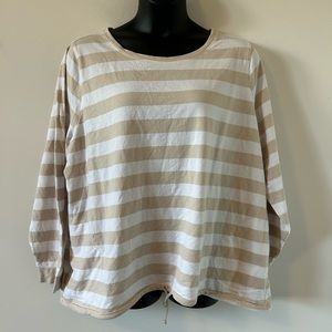 Belle Beach Tan & Cream Long Sleeve Shirt Womens size 3x